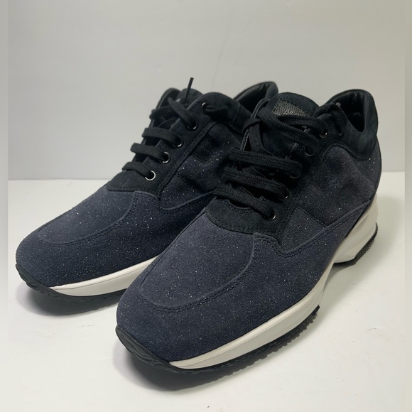 HOGAN Interactive Sneakers Shoes Navy Shimmer Suede Women's Sz 40 Made in Italy - Picture 1 of 8